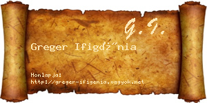 Greger Ifigénia névjegykártya